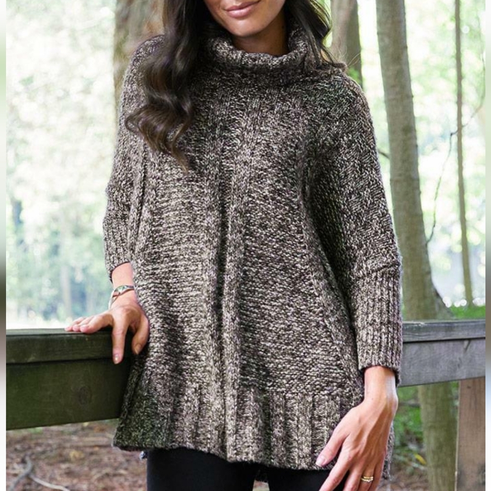Matilda Jane Evening Stroll Multicolor Turtleneck Tunic Length Sweater